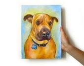 9"x12" Acrylic custom pet portrait, original acrylic painting colorful dog cat animal pet lover painting handmade wall art gift