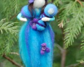Needle Felted Fairy Blue Rain With Baby Handmade Waldorf Inspired Mother's Day Gift