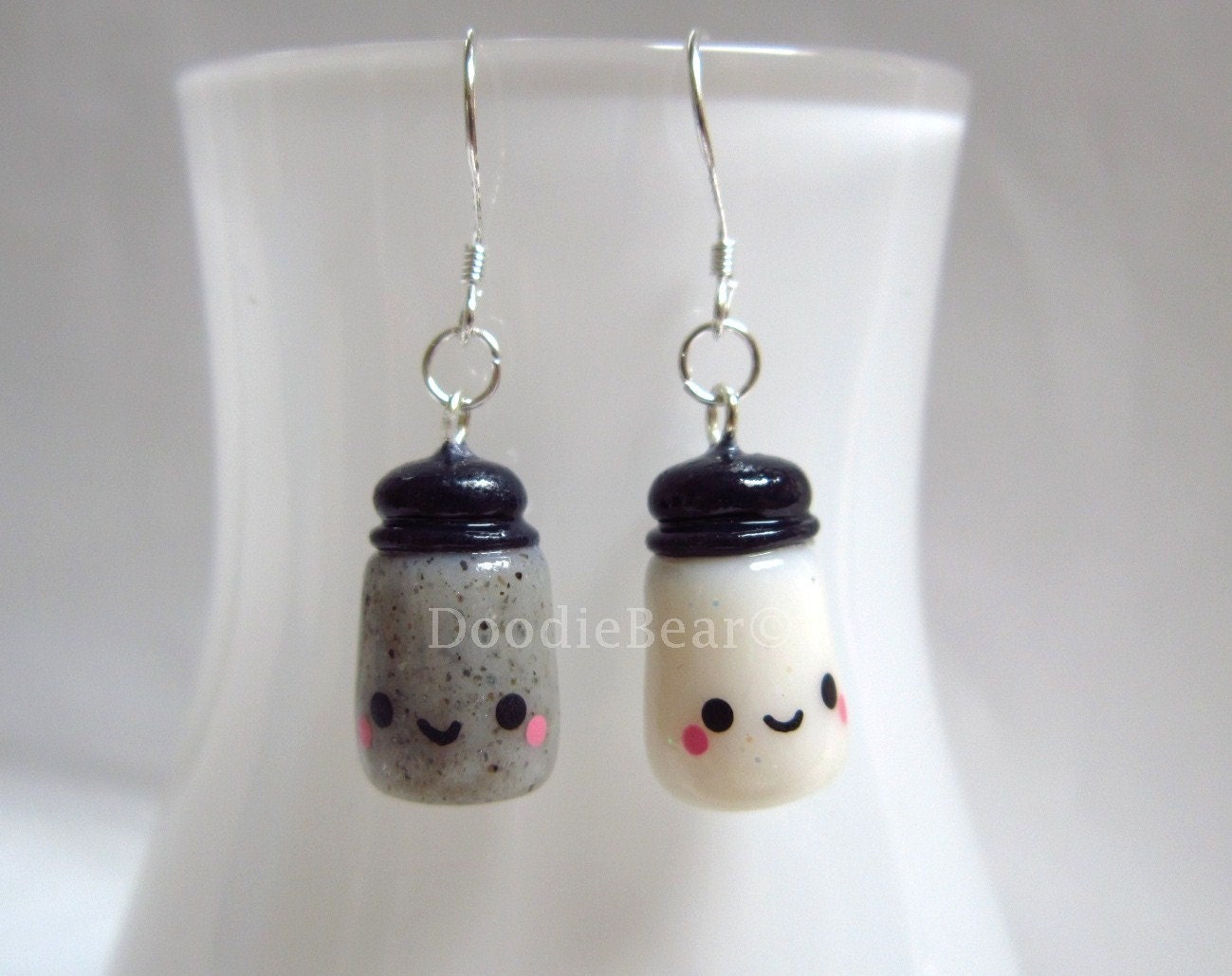 Salt and Pepper Shakers Kawaii Cute Polymer Clay Charm Earrings