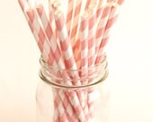 SOFT PINK Stripe Straws- pink paper straws- pink cake pop sticks- paper straws- printable flags-25 count Il_170x135