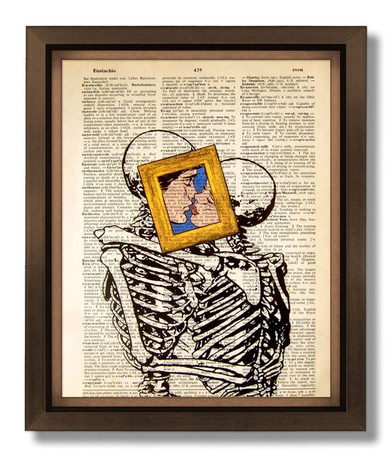 Decorative Art Wall Hanging, Unique Engagement Gift for Him BOOK ART Gift for Man Gift for Her, Home Office Decor, Fun Poster - Forever Kiss