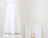 Vintage 1970's Boho Hippie Dress - White Festival Dress - '70s Dress Boho - White Peasant Dress - Size Medium