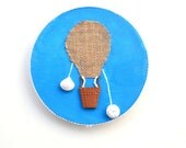 Fly me to the Sea, Hot air balloon series, original mixed media art, spring home decor