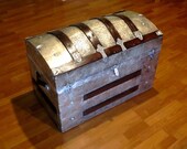 Steamer Trunk - 12K White Gold and Silver Leaf - Dome Top Treasure Chest