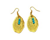 Golden Turquoise Dangle Earrings