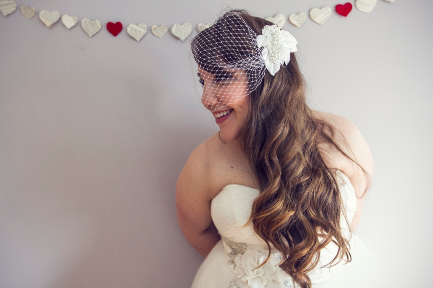 pearl and leaves vintage bridal veil- birdcage- bandeau veil