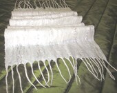 Cobweb Felted Wrap Scarf Ivory White Shawl White Wool Lace  Stole