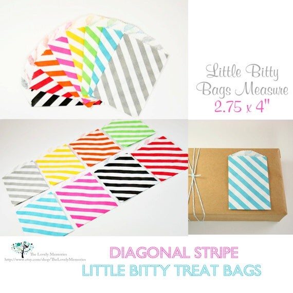 Diagonal Stripe Little Bitty Treat Bags (set of 20) Il_570xn