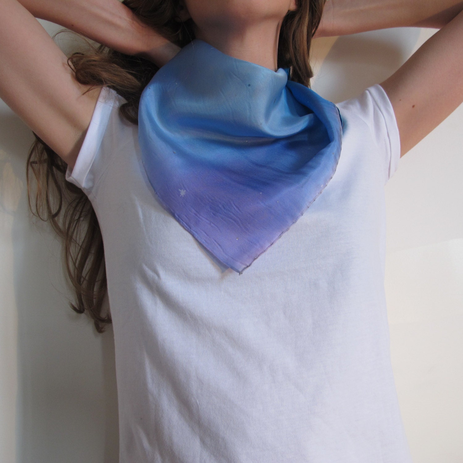 Galaxy hand painting Nebula Star Silk Scarf Women Constellation