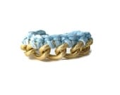 Light Blue and Gold Chain Braided Bracelet