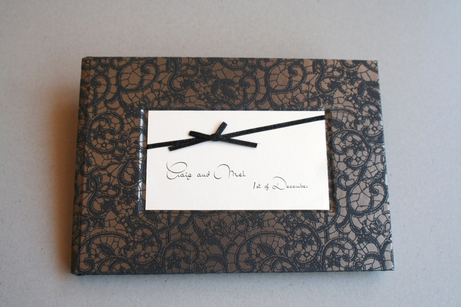 Custom personalised Silver and Black Engagement Wedding Guestbook Album Memory Book