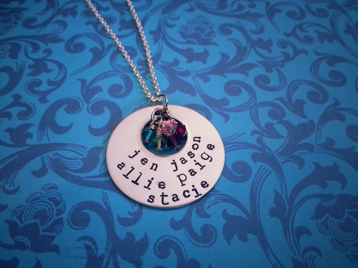 Family Circle Necklace with Pearl or Birthstones
