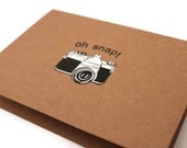 Birthday Card. Oh Snap It's Your Birthday. Happy Bday. Black, White, Brown. Handmade Card.