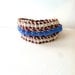 Triple Wrap Beaded Bracelet- Suede with Glass Beads and Blue Cats Eye Beads