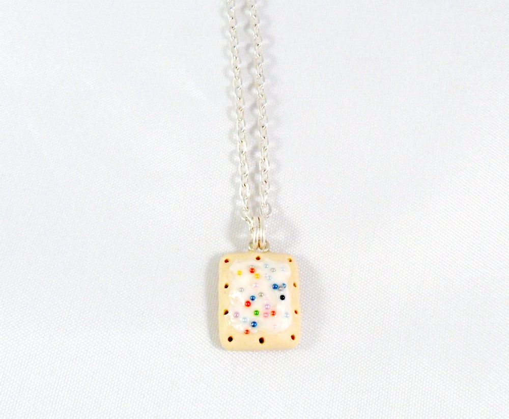 Poptart Charm Necklace, Silver Plated Necklace, Cute, Kitsch, Kawaii :D