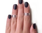 Love Double Knuckle Rings in Silver - set of 2