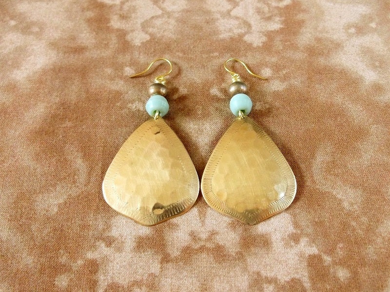 Bohemian Earrings Brass Teardrop Earrings - Seafoam / Mint - Boho Jewelry Bohemian Jewelry Ethnic Jewelry Tribal Jewelry - Dangle Earrings