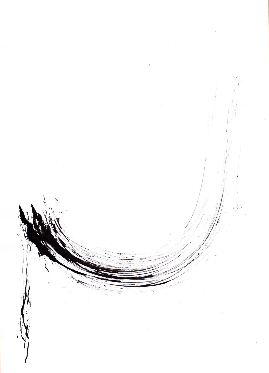 Original abstract ink drawing on paper A4 - Little feather folling - ComArt