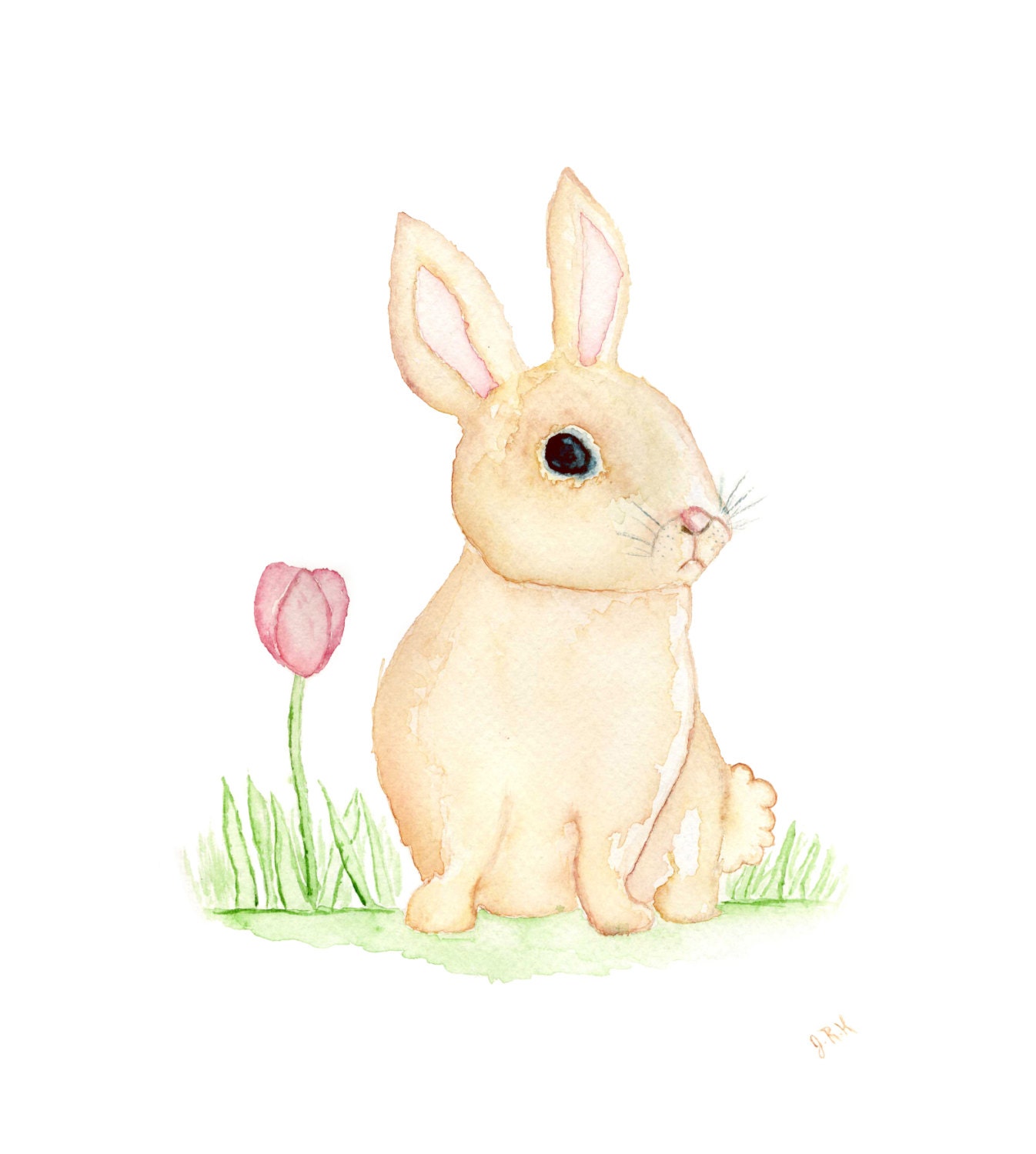 Rabbit Watercolor Painting Original 8.5 x 11 Painting Archival Fine Art Giclee Print Bunny Watercolor Easter Painting Brown Hare