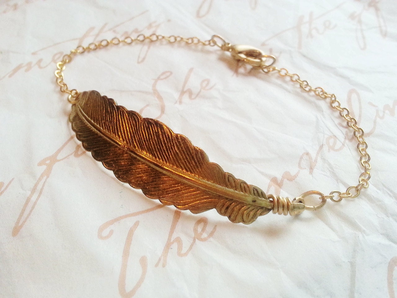 Gold Feather Bracelet Half Cuff Bracelet Gold Feather Charm Bracelet Gold Chain Bracelet Bridal Jewelry Gold Bridal Bracelet Feather Jewelry