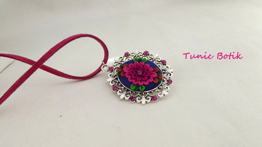 Garden  Necklace  Polymer Clay Jewellery Handmade  in Tunic Botik