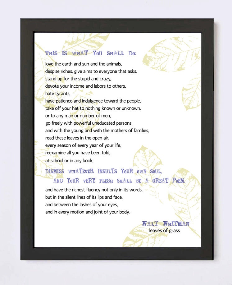 Walt Whitman Quote - Leaves of Grass Inspirational Giclee Print