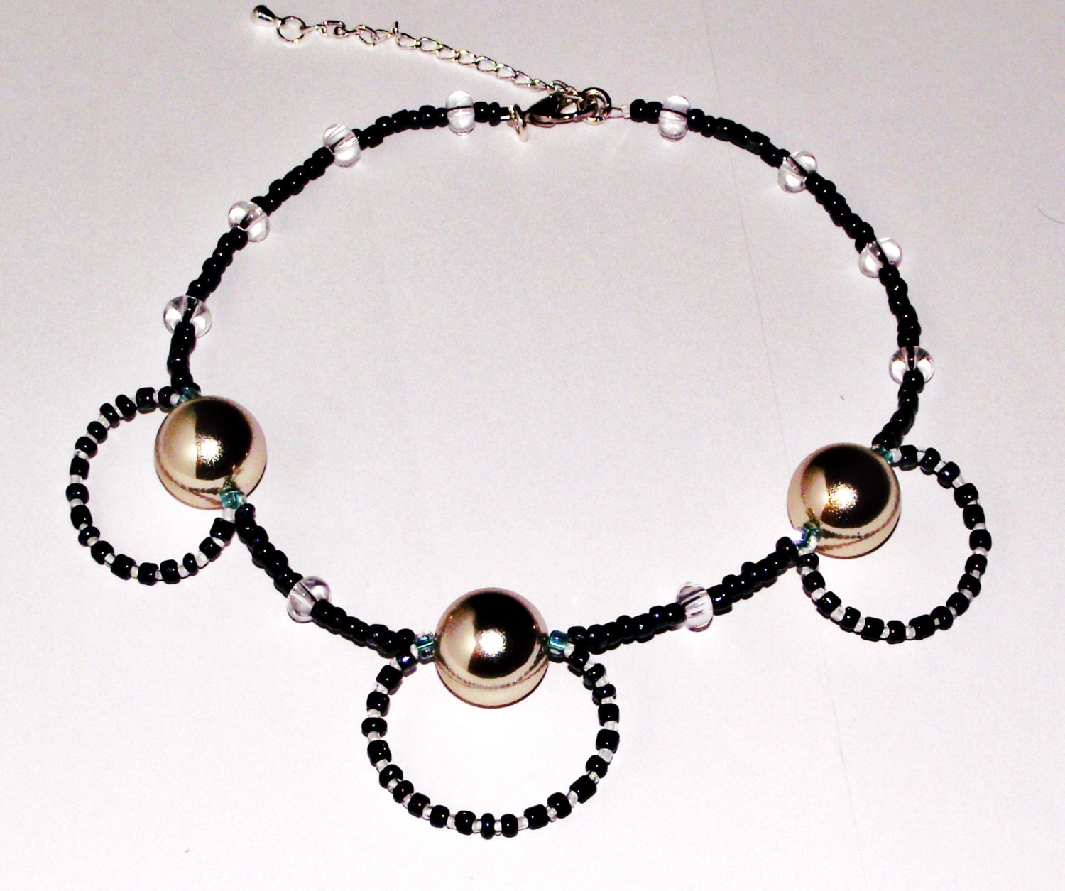 Navy necklace galaxy choker beaded statement blue and gold