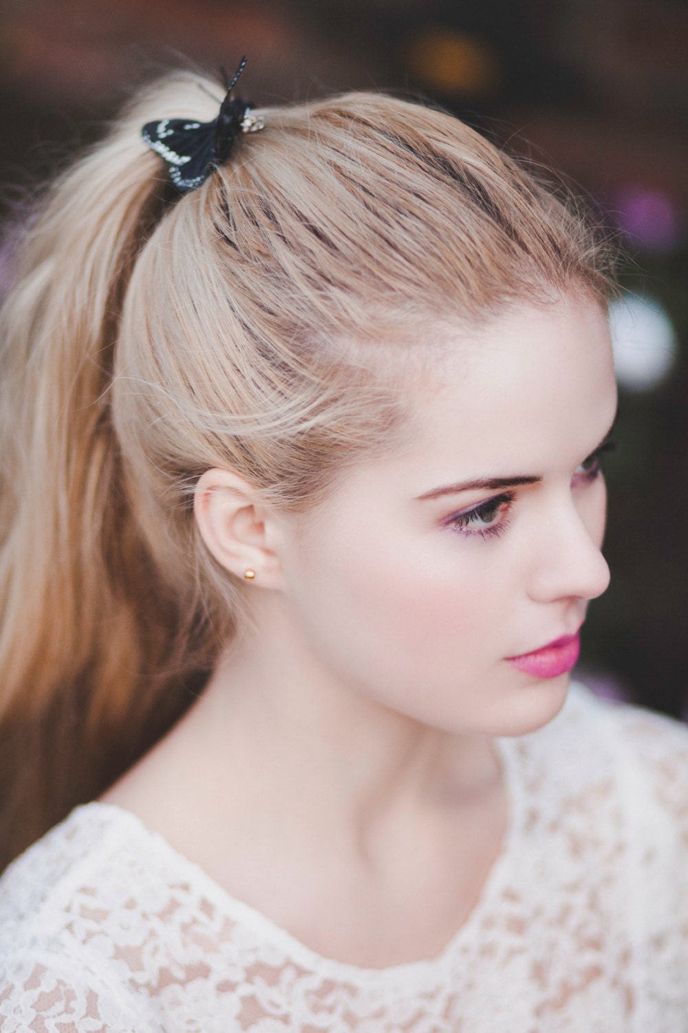 Black and White Butterfly Hair Clip