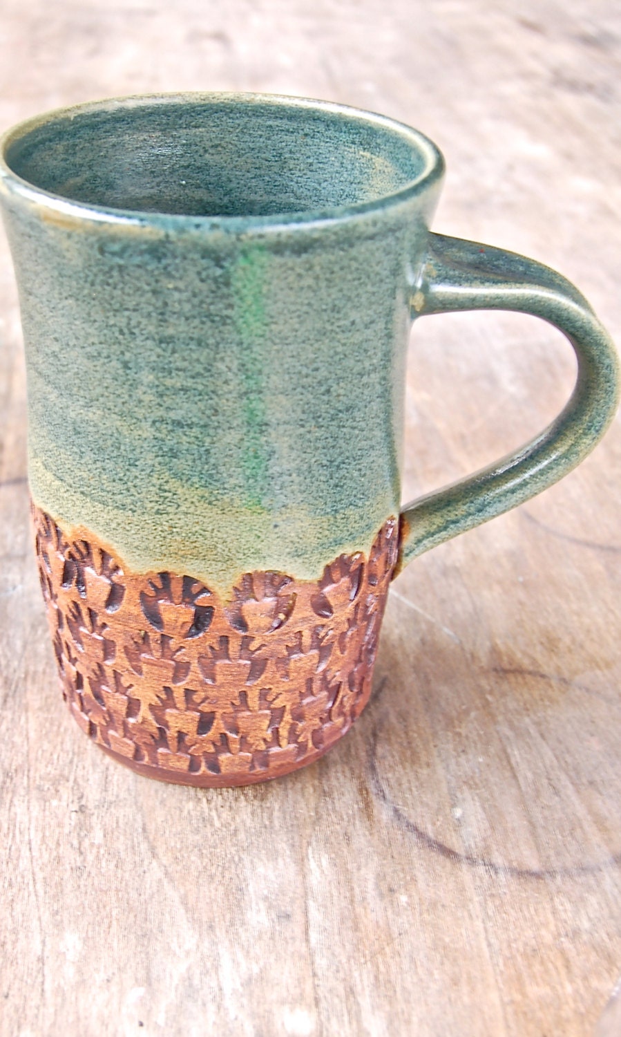 16 oz Stoneware Mug, Handmade Pottery Keramik Kitchen Serving Dining Housewares Cup in Blue and Brown