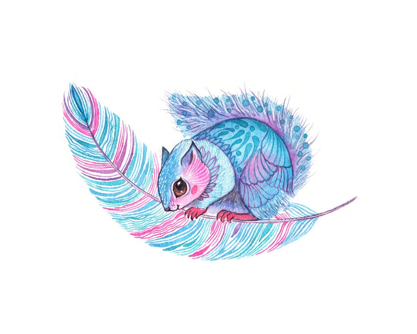 Japanese Dwarf Flying Squirrel - animal watercolor art print, size 10x8