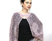 Summer Shrug, Lace Shrug, Hand Knit Shrug, Summer Sweater by Solandia, Hemp and Cotton Shrug, Women Fashion, rose dust, summer, boho