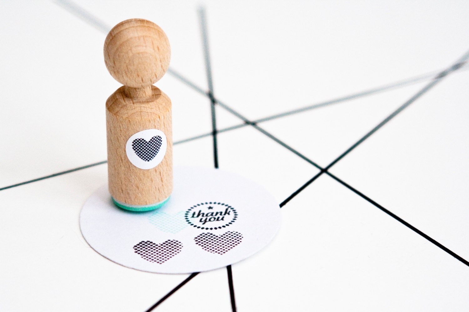 Dotted heart Mini Stamp with mint rubber