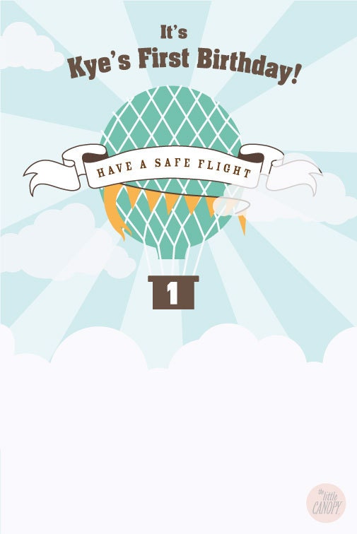 4'x6' Hot Air Balloon Birthday Backdrop Dessert Table / Photo Booth / Photographer