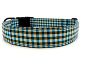 FREE SHIPPING.....Riverboat Plaid......Dog Collar