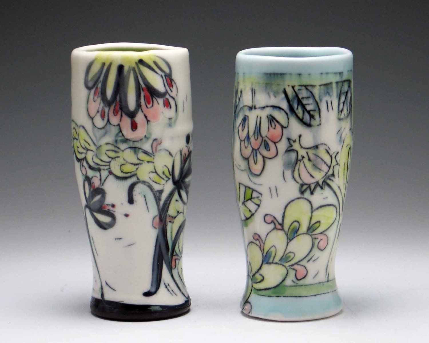 White Translucent Tumbler with Floral Decoration