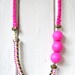 Neon statement necklace soutache handmade - neon pink,white,turquoise,maroon,gold