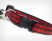 Cat Collar - "Hip To Be Square" - Plaid (Red & Black)