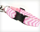 Cat Collar - "Pretty in Pink" - Chevron Print in Pink Pastel
