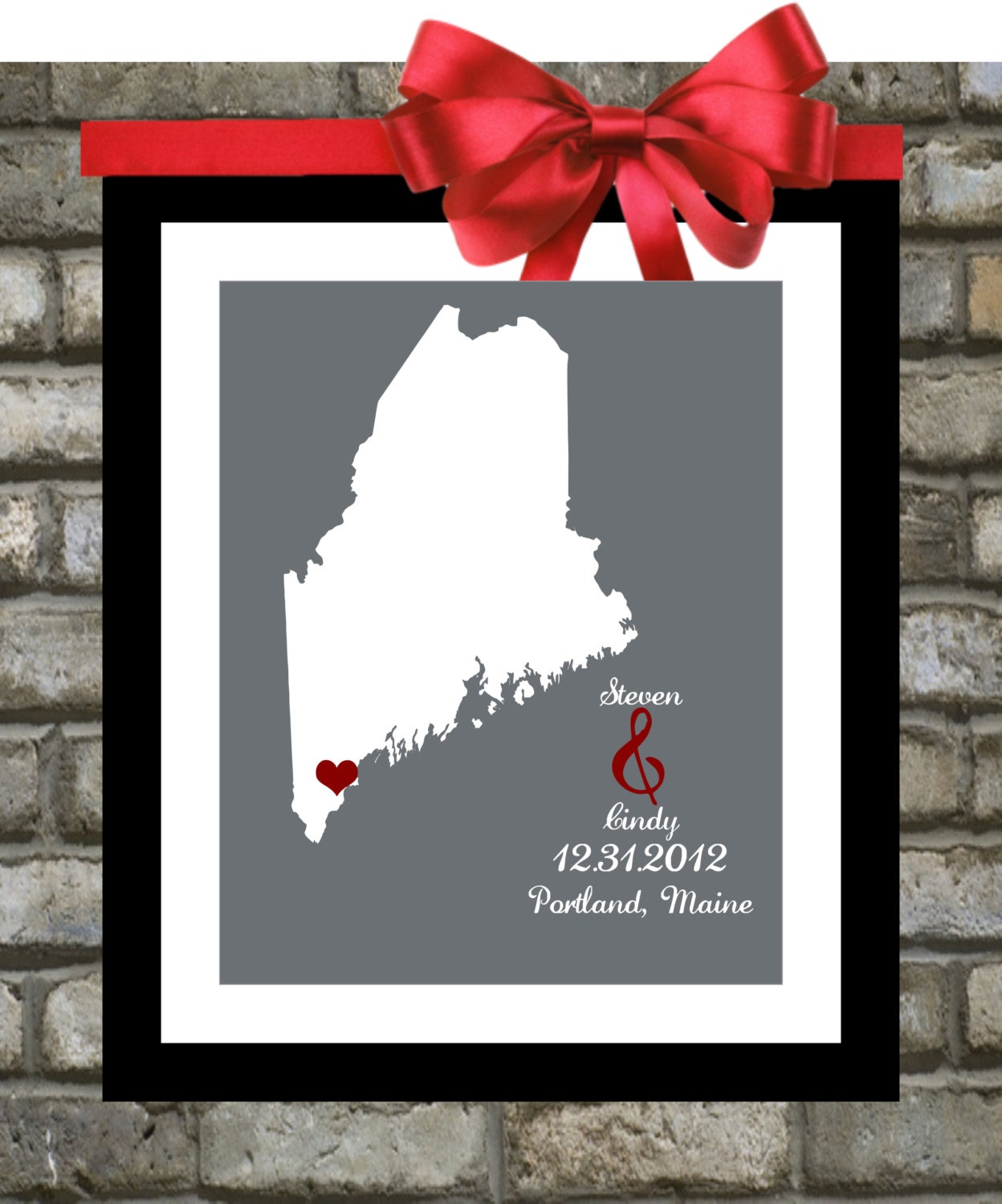 Buy announcements gifts invitations - Portland Maine Wedding Art Map: Personalized Gift, 8x10 The Maine Choose Custom Engagement Announcement State Maine me Map Invitation