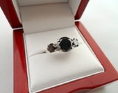 Custom order for Katie 3 Carat Natural 3 stone Black Diamond Women's Engagement Ring Size 7 Sterling Silver