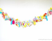 Rag Tie Garland Knotted Fabric Streamer Backdrop in Summer Colors