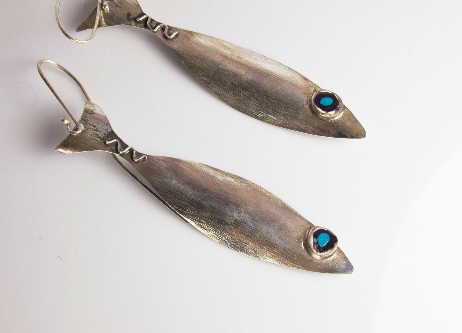 Big Fish Earring - Dangle Earings - Sterling  Silver - Handmade - Summer Jewelry