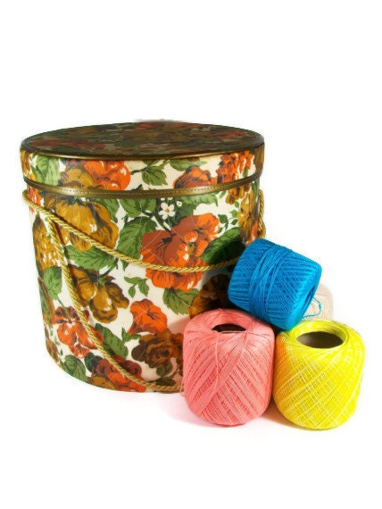 Quilted Sewing Box Retro Sewing Box Mid Century Storage Floral Sewing Box