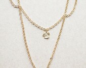Small Hammered Disk with Etched Flower Charm Necklace