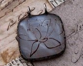 One Inch Image Pendant Lotus Clear and White
