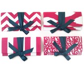 Bridesmaid Clutches in pink and teal pattern mix