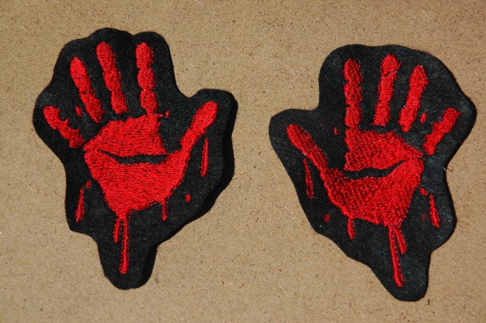 Bloody Hand Print Patch Felt Set Sew On Great for Sweaters Dexter