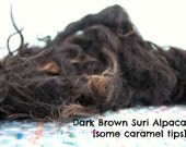 Loose Suri Alpaca fiber - natural dark brown color, 6 oz bags