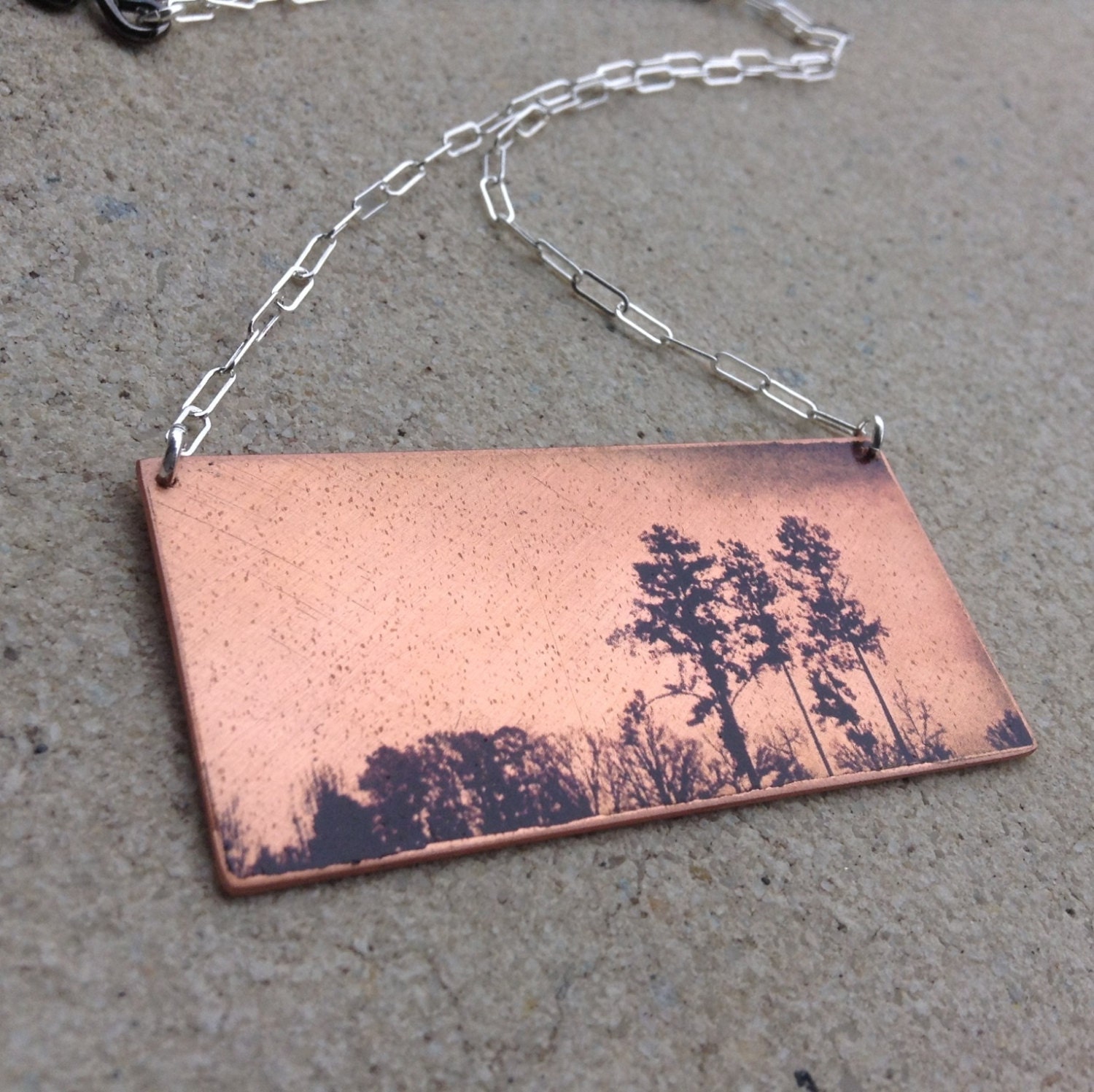 Copper Lob Lolly Pines Necklace on Sterling Chain
