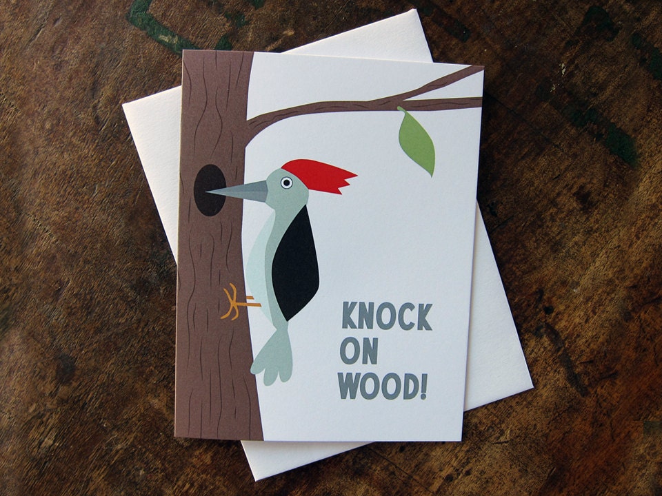 Knock on Wood - Woodpecker Good Luck, Graduation Card